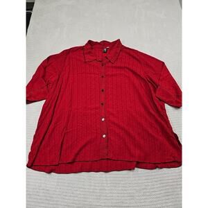 M.I.B Making It Big Shirt Womens 5X Red Button Up Detailed Collar & Sleeve